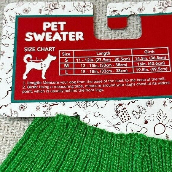 Falalala Lots of Dogs Pet Christmas Holiday Sweater NWT Size Medium Green Puppy - Picture 7 of 9